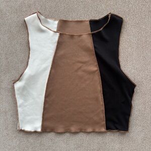 SHEIN Tri-Color Sleeveless Crop Top
